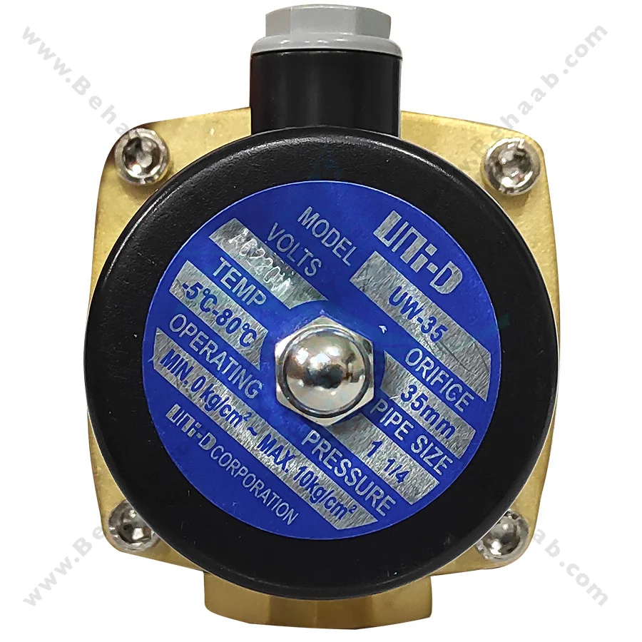 شیر برقی تصفیه آب یونیدی مدل UW-35 سایز 1/4-1 اینچ - 1-1/4inch UW-35 Uni-D Type Brass Solenoid Valve 220V AC