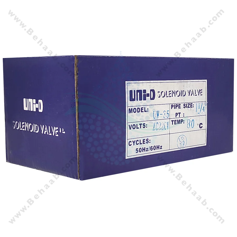شیر برقی تصفیه آب یونیدی مدل UW-35 سایز 1/4-1 اینچ - 1-1/4inch UW-35 Uni-D Type Brass Solenoid Valve 220V AC