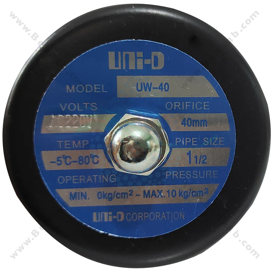شیر برقی تصفیه آب یونیدی مدل UW-40 سایز 1/2-1 اینچ - 1-1/2inch UW-40 Uni-D Type Water Solenoid Valve 220V AC