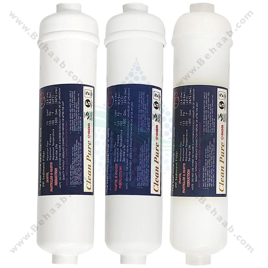 پک 3 عددی فیلتر اینلاین تصفیه آب کلین پیور T33 ایرانی - Water Filters Set PP Sediment GAC CTO Inline Clean Pure