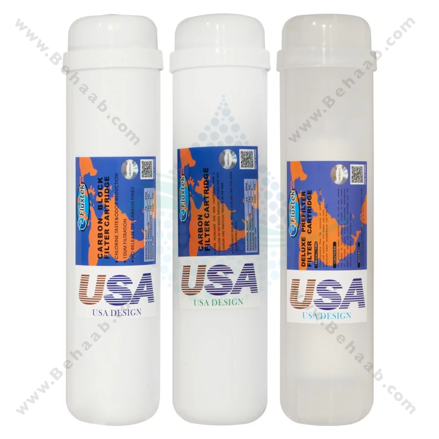 پک 3 عددی فیلتر تصفیه آب اینلاین فلاکستک - 3-Stage Inline Water Filter Replacement PP UDF CTO