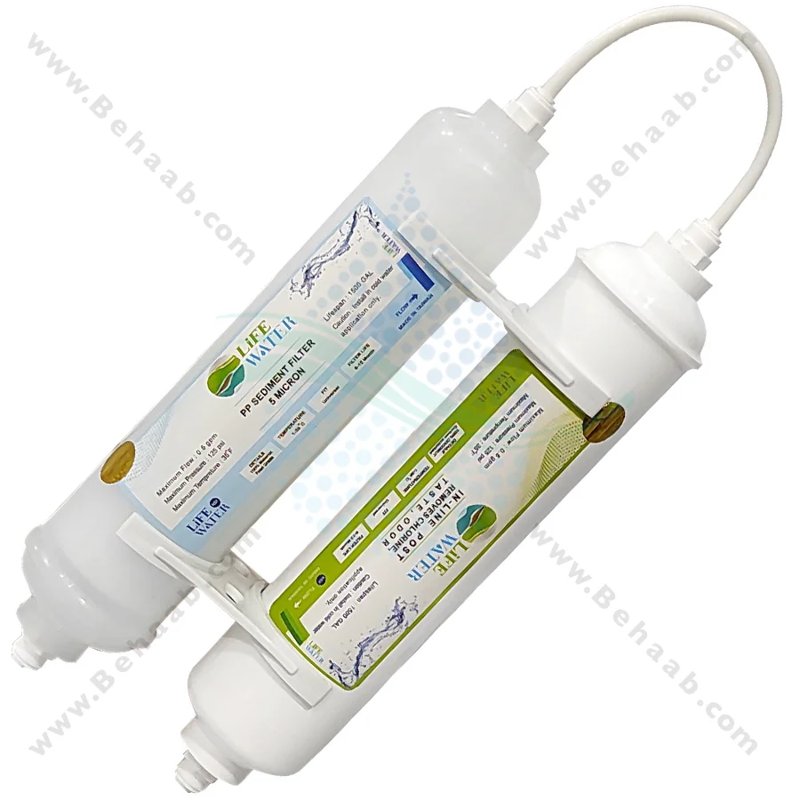 فیلتر بیرونی یخچال 2 مرحله الیاف و کربن لایف واتر - 2 Stage Exterior Refrigerator Water Filter PP and GAC Life Water