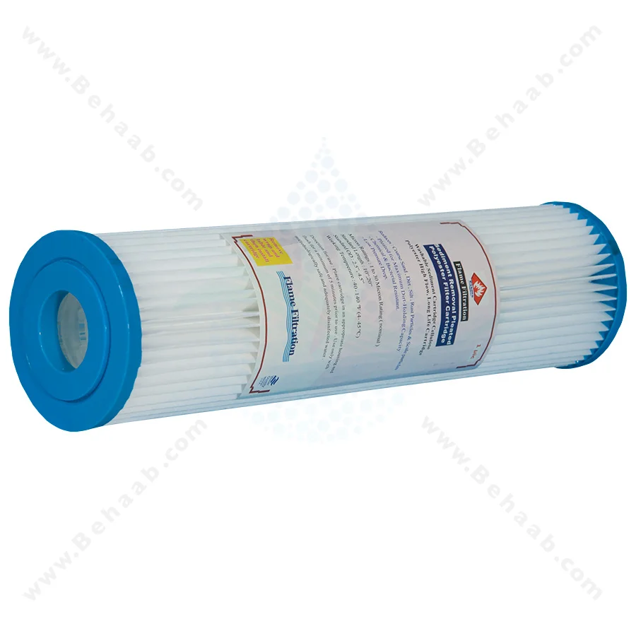 فیلتر پلی استر 10 اینچ 1 میکرون Flame - Flame Polyester Pleated Sediment Water Filter Washable and Reusable 2.5" X 10" 1 Micron