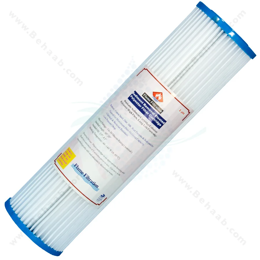فیلتر پلی استر 10 اینچ 1 میکرون Flame - Flame Polyester Pleated Sediment Water Filter Washable and Reusable 2.5" X 10" 1 Micron