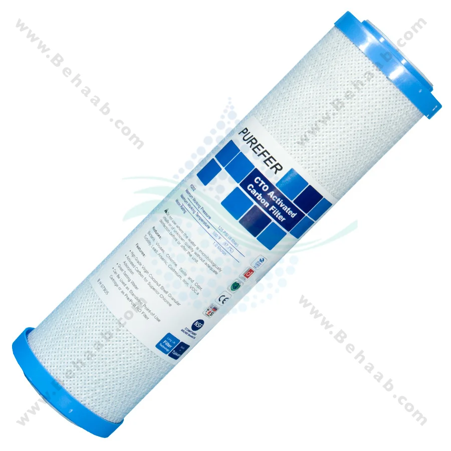فیلتر کربن بلاک تانک پک پیوریفر - 10 Inch Carbon Block CTO Water Filter Cartridge Purefer
