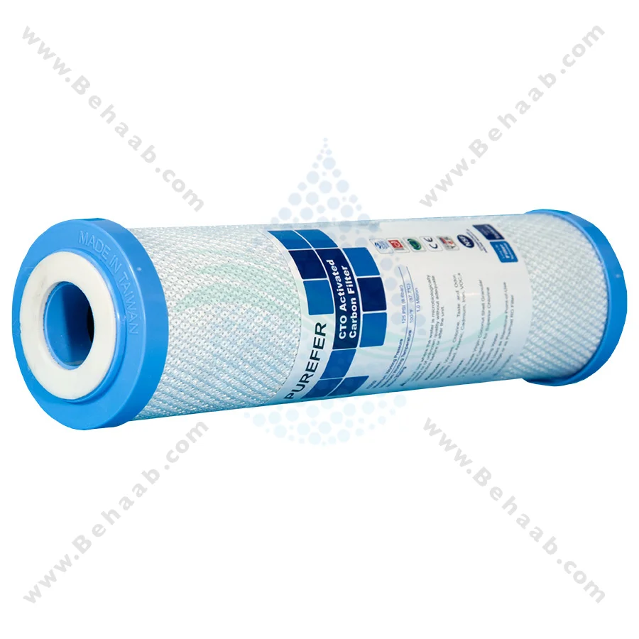 فیلتر کربن بلاک تانک پک پیوریفر - 10 Inch Carbon Block CTO Water Filter Cartridge Purefer