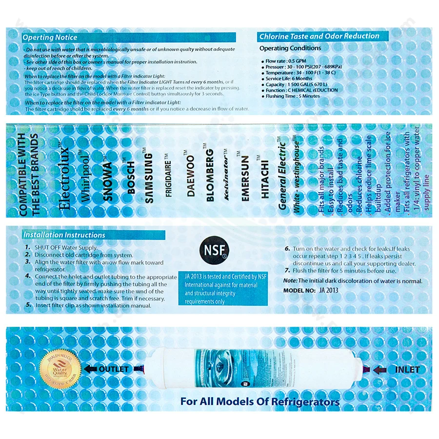 فیلتر بیرونی یخچال کربن بلاک JA2013 - JA2013 Exterior Refrigerator Water Filter Activated Carbon Block CTO