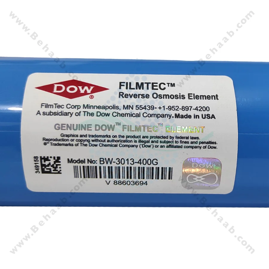 فیلتر ممبران 400 گالن فیلمتک مدل BW-3013-400G - Dow Filmtec BW-3013-400 GPD Reverse Osmosis Membrane
