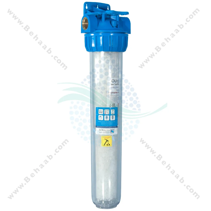 رسوب گیر پلی فسفات پکیج و آبگرمکن 20 اینچ - 20 Inch Polyphosphate Filter for Lime at the Heating System Inlet