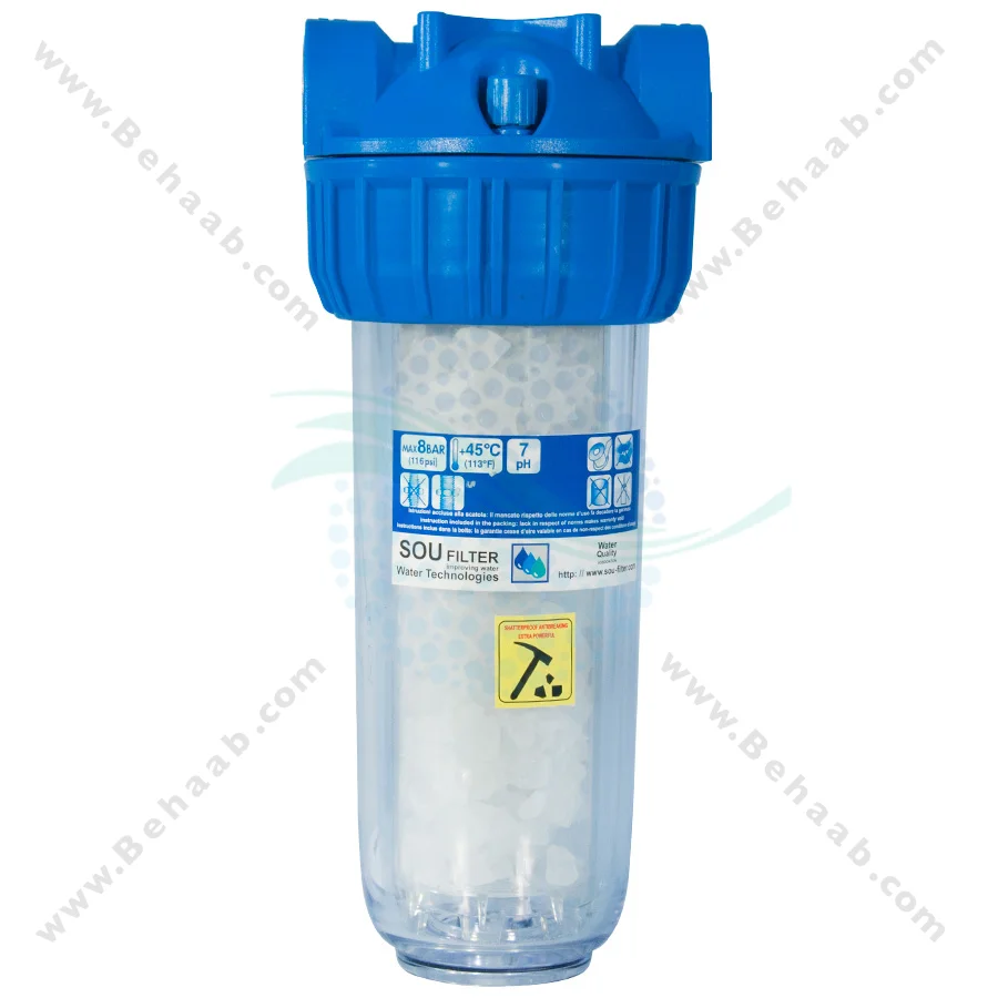 رسوب گیر پلی فسفات پکیج و آبگرمکن 10 اینچ - 10 Inch Polyphosphate Filter for Lime at the Heating System Inlet