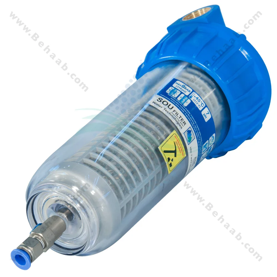 فیلتر توری پکیج و آبگرمکن شیر دار PTS-101S-08 - 10 Inch Washable Net Filter for Heating System Inlet With Drain Ball Valve