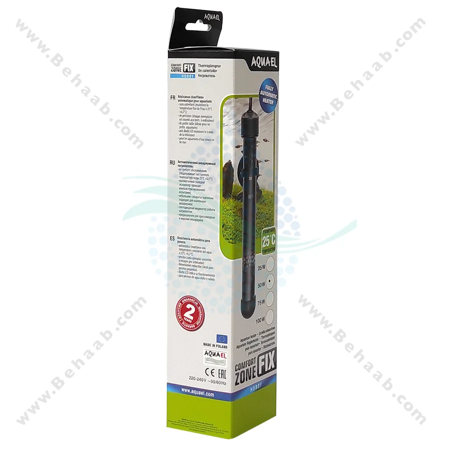 بخاری آکواریوم 50 وات آکوا ال - Aquael Comfortzone Fix Automatic Aquarium Heater 50W