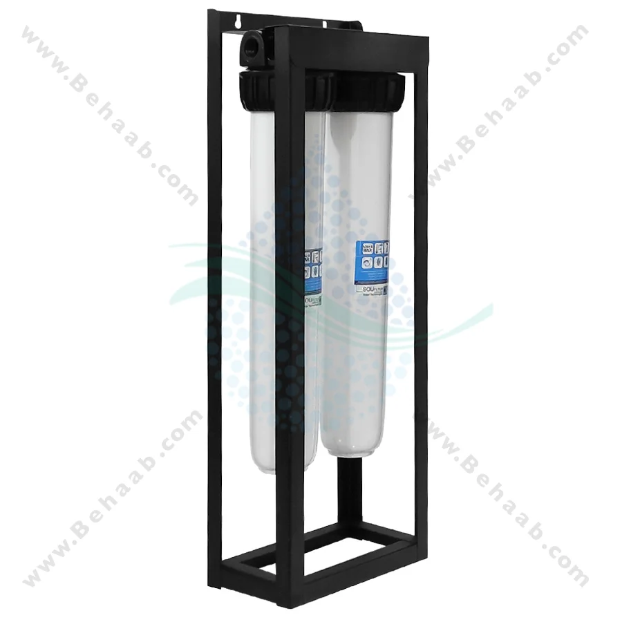 رسوب گیر کولر آبی با فیلتر الیافی و رزینی 20 اینچ اسلیم - Anti Scaling Swamp Cooler with 20 inch Slim PP and Resin Water Filter