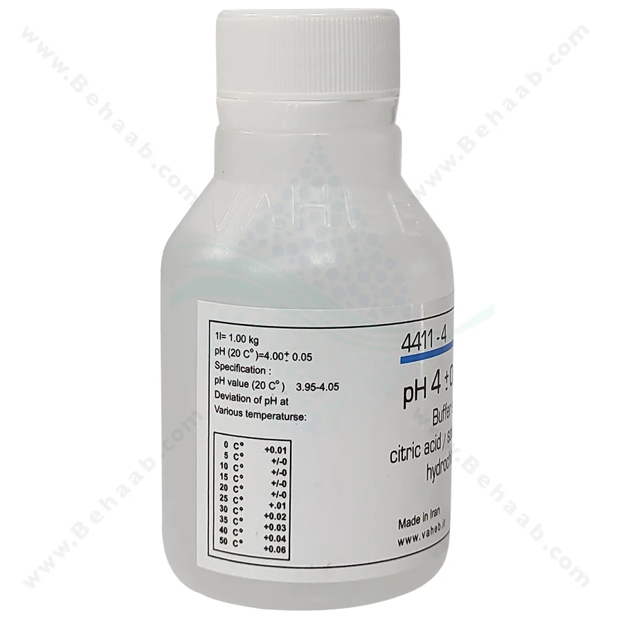 محلول بافر ph 4 حجم 100 سی سی واهب - VAHEB Buffer Solution pH 4 100ml
