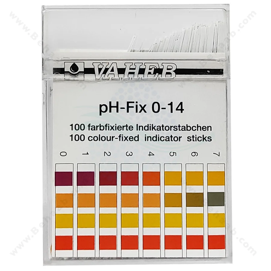 کاغذ اندازه گیری PH واهب مدل V-103 - PH Fix 0-14 Indicator Sticks 100/Box VAHEB