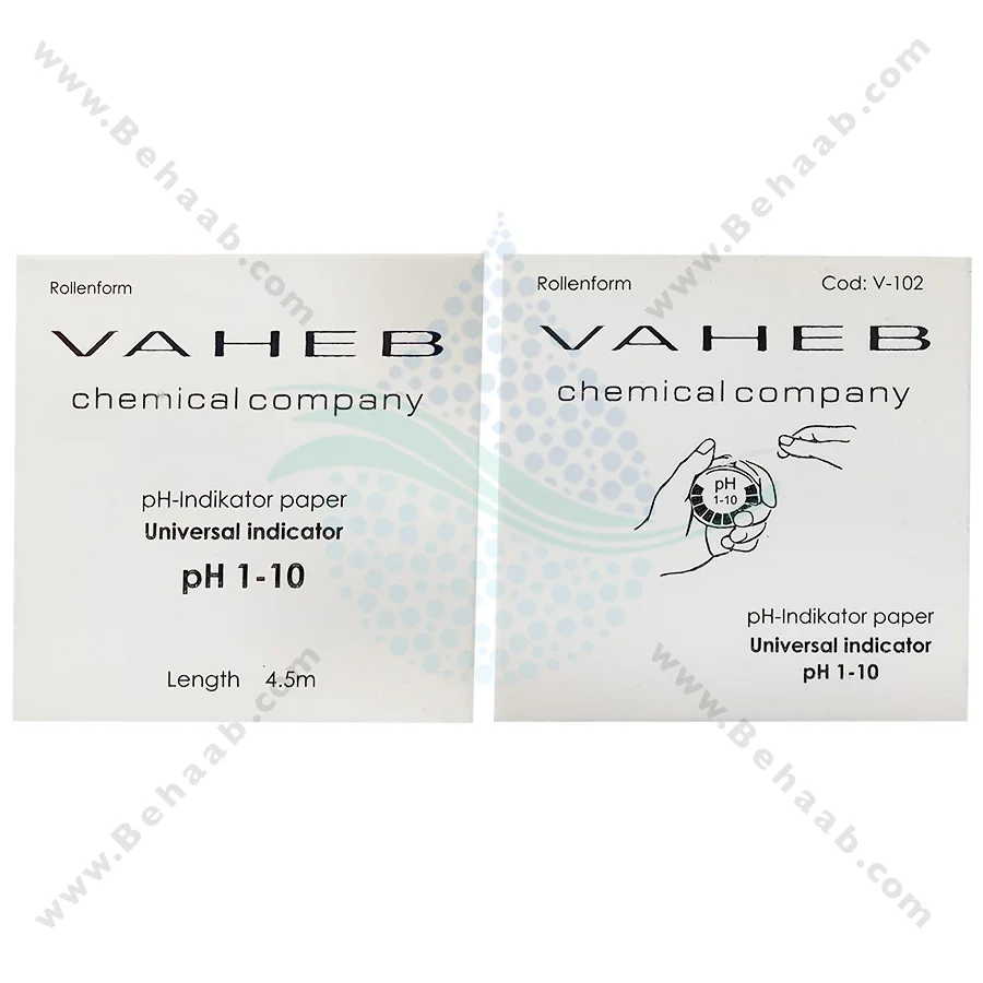 کاغذ اندازه گیری PH از 1 تا 10 واهب مدل V-102 - Vaheb V-102 pH Test Paper Strip Roll Range 0-10