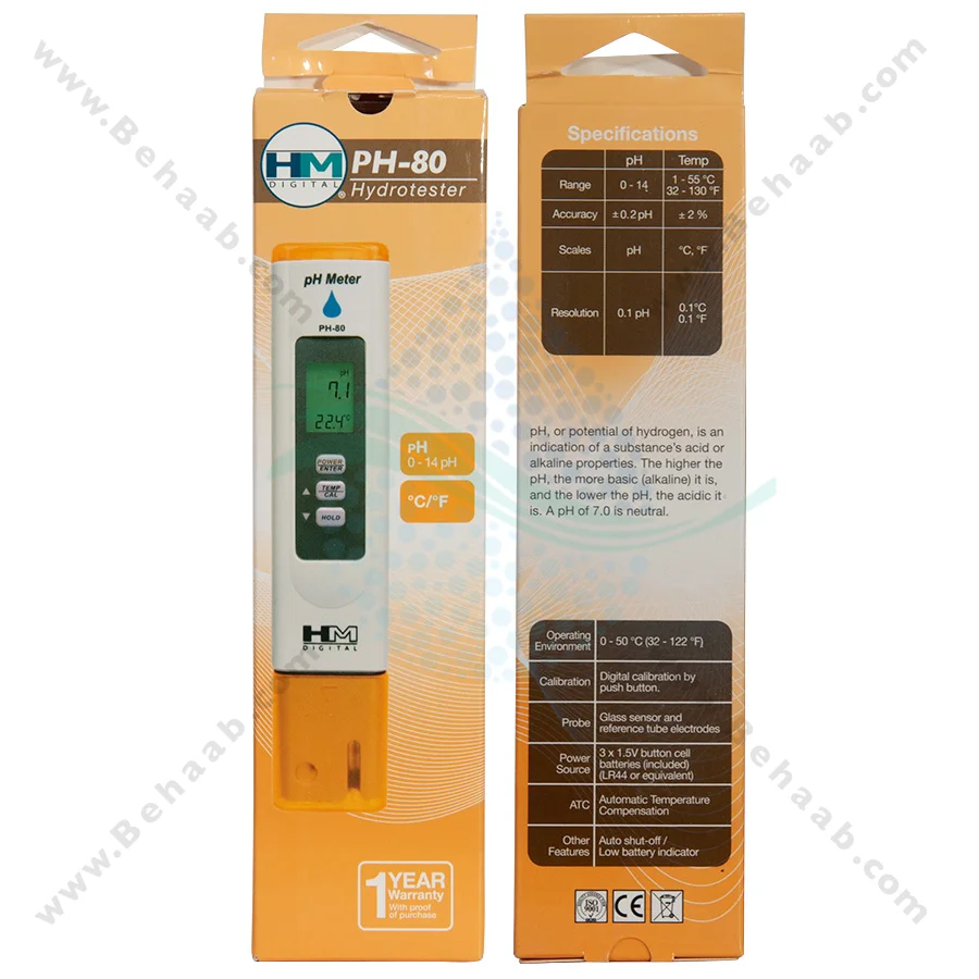 PH متر دیجیتالی آکواریوم HM مدل PH-80 - HM PH-80 Digital Ph Meter Aquarium