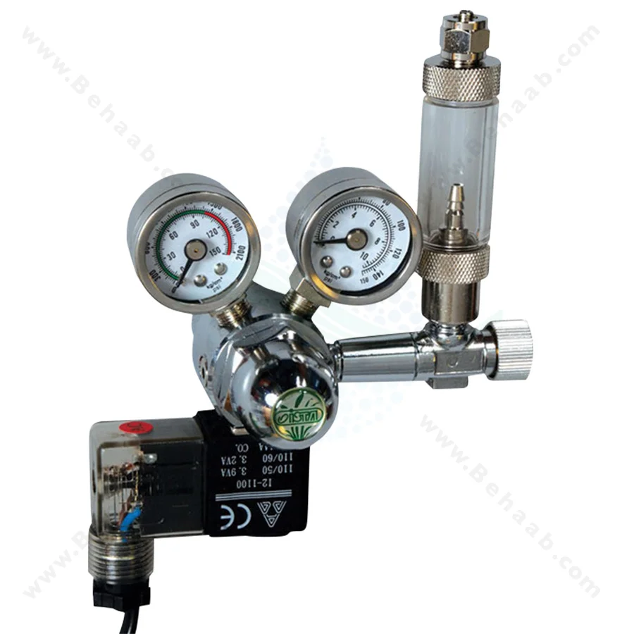 مانومتر CO2 شیر برقی دار  ایستا مدل I-641 - Ista I-641 Co2 Controller Twin-Gauge Regulator with Bubble Counter and Check Valve