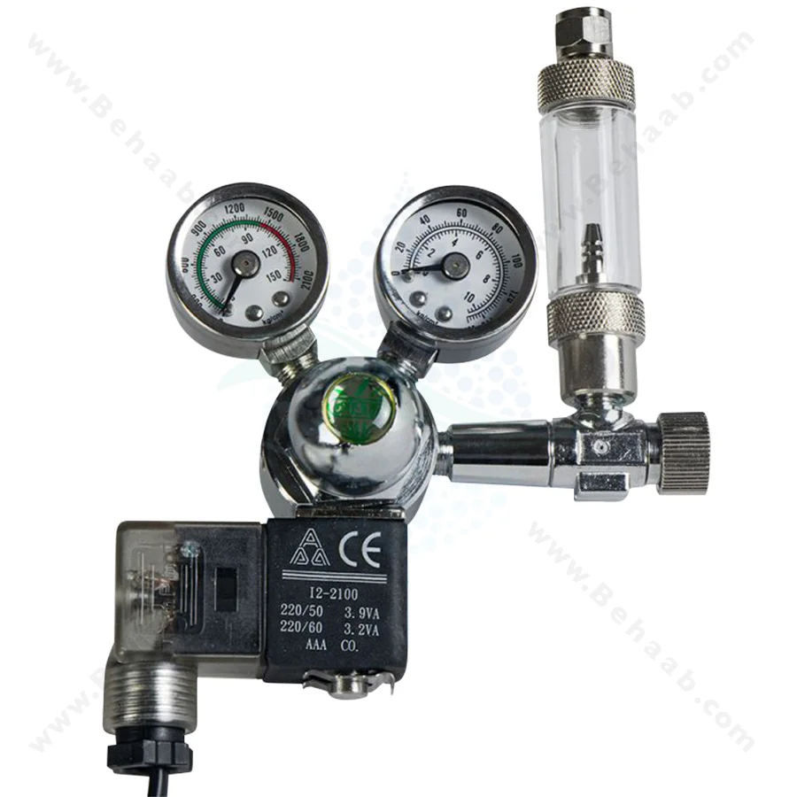 مانومتر CO2 شیر برقی دار  ایستا مدل I-641 - Ista I-641 Co2 Controller Twin-Gauge Regulator with Bubble Counter and Check Valve