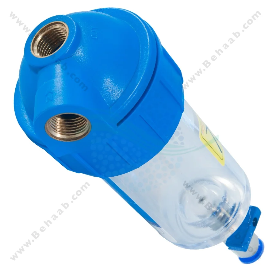هوزینگ 5 اینچ با شیر تخلیه ورودی 1/2 اینچ L سوفیلتر - Water Filter Housing 5 inch with 1/2 inch L input with Drain Valve SouFilter