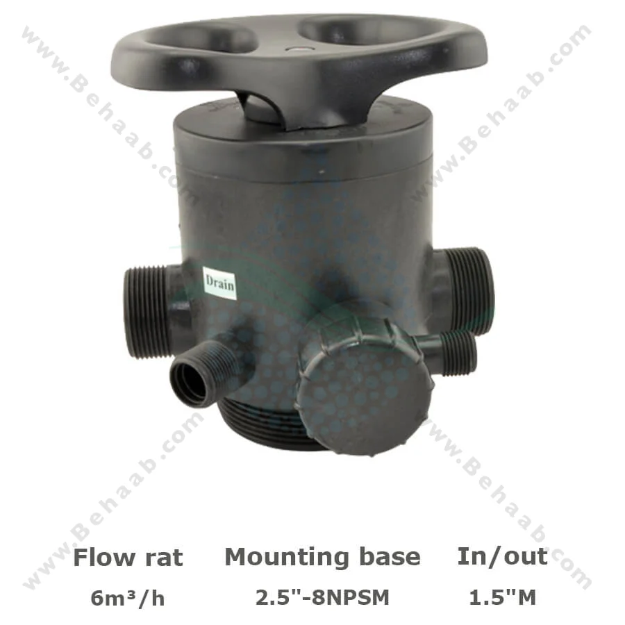 شیر دستی سختی گیر رزینی رانکسین مدل F64F - Runxin F64F Manual Multiport Softener Control Valve