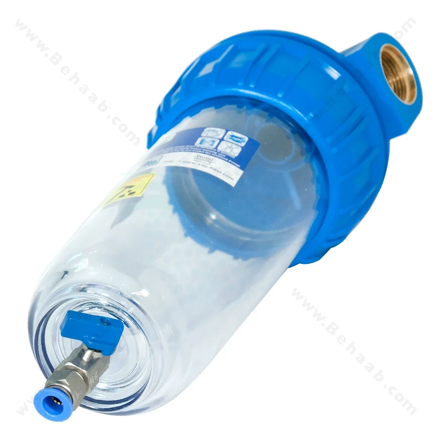 هوزینگ 10 اینچ با شیر تخلیه ورودی 1 اینچ سوفیلتر - Water Filter Housing 10 inch with 1 inch input with Drain Valve SouFilter