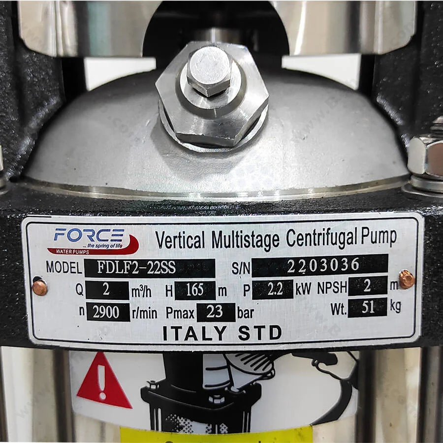 پمپ طبقاتی عمودی فورس مدل FDLF2-22SS - Force Vertical Centrifugal Pump FDLF2-22SS