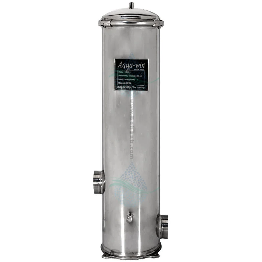 هوزینگ استیل 30 اینچ 5 المانه آکوا وین مدل VC-30-5 - AQUA WIN 5*30 Inch Multi Cartridge Stainless Steel Filter Housing