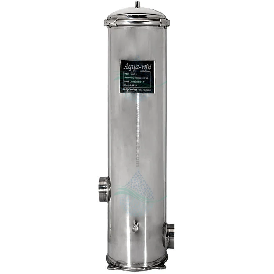 هوزینگ استیل 40 اینچ 7 المانه آکوا وین مدل VC-40-7 - AQUA WIN 7*40 Inch Multi Cartridge Stainless Steel Filter Housing