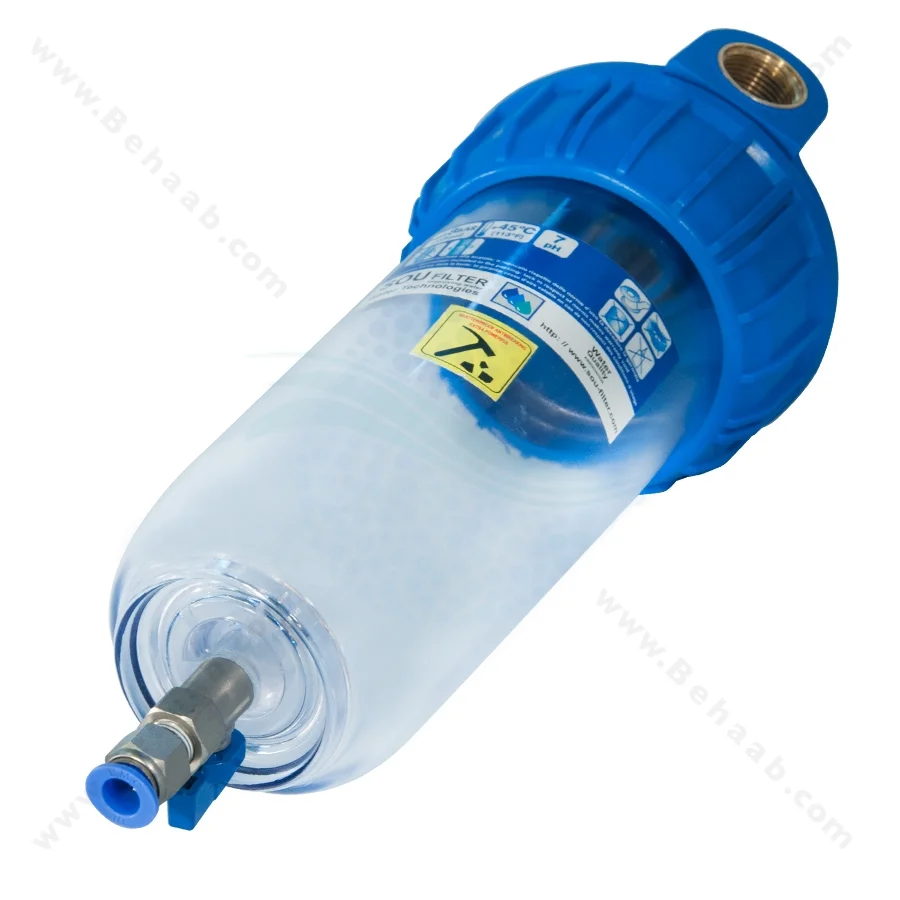 هوزینگ 10 اینچ با شیر تخلیه ورودی 3/4 اینچ سوفیلتر - Water Filter Housing 10 inch with 3/4 inch input with Drain Valve SouFilter