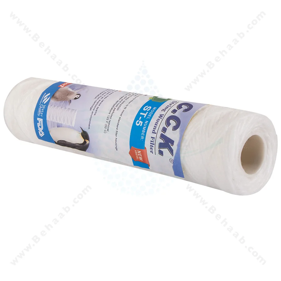 فیلتر نخی تصفیه آب سی سی کا مدل ST-5 - 5Micrometre 10 x 2.5 Inch String Wound Sediment Water Filter Cartridge CCK ST-5