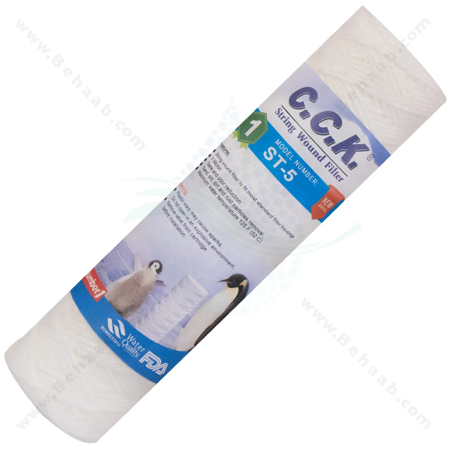 فیلتر نخی تصفیه آب سی سی کا مدل ST-5 - 5Micrometre 10 x 2.5 Inch String Wound Sediment Water Filter Cartridge CCK ST-5