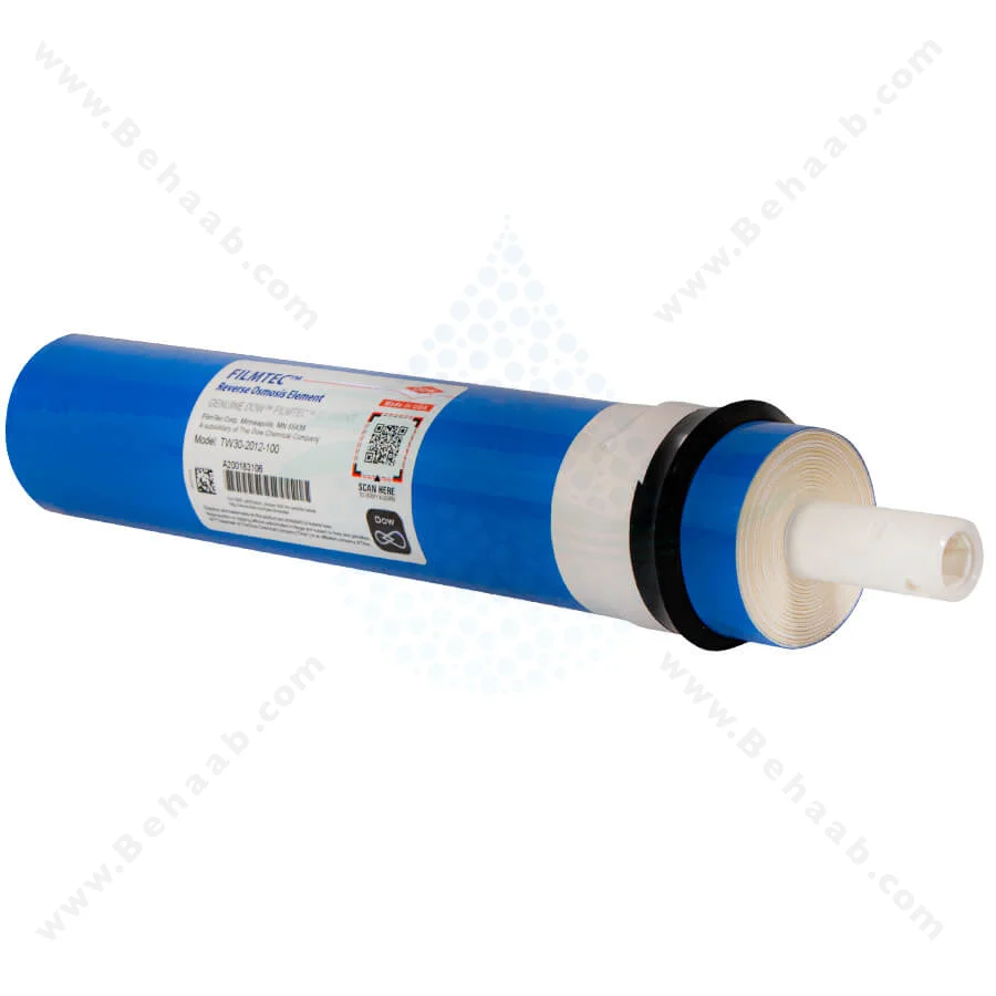 فیلتر ممبران  100 گالن فیلمتک مدل TW30-2012-100 اورجینال - Dow Filmtec TW30-2012-100 GPD Reverse Osmosis Membrane