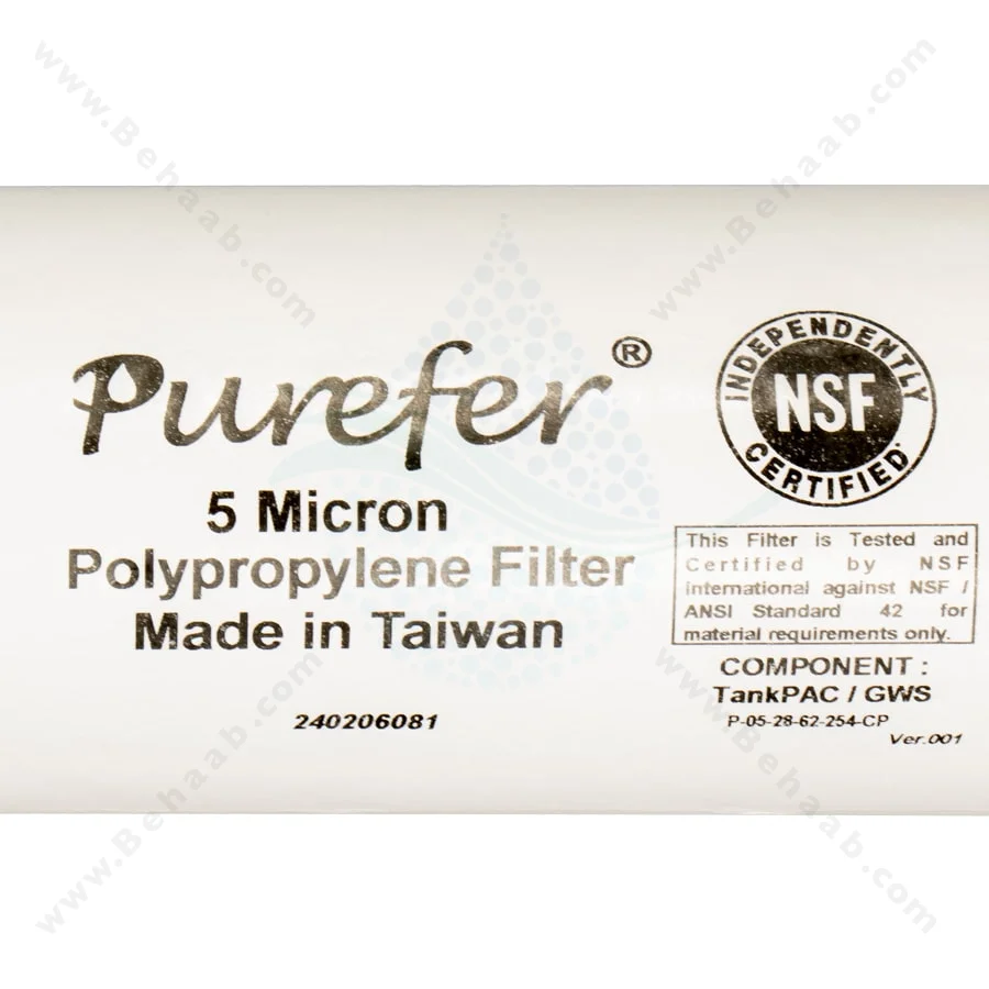 فیلتر الیافی پیوریفر تانک پک 5 میکرون - 10inch 5 Micron Sediment Water Filter Cartridge Purefer