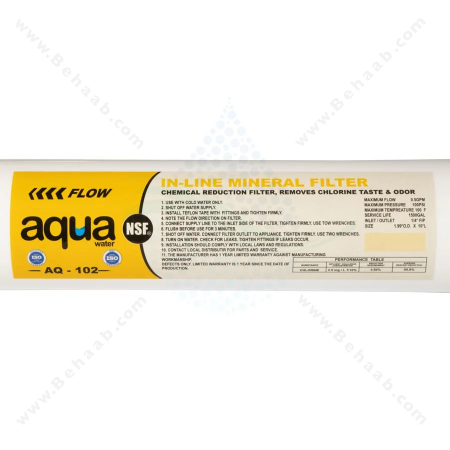 فیلتر مواد معدنی تصفیه آب آکوا مدل AQ-102 - Inline Mineral Water Filter Aqua Model AQ-102
