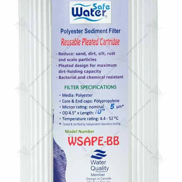 فیلتر قابل شستشو 10 اینچ جامبو 5 میکرون-واتر سیف - Industrial Polyester Pleated Sediment Removal Filter 10inch Jumbo 5micron_WaterSafe