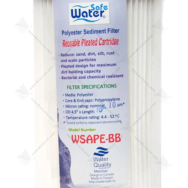 فیلتر قابل شستشو 10 اینچ جامبو 10 میکرون-واتر سیف - Industrial Polyester Pleated Sediment Removal Filter 10inch Jumbo 10micron WaterSafe
