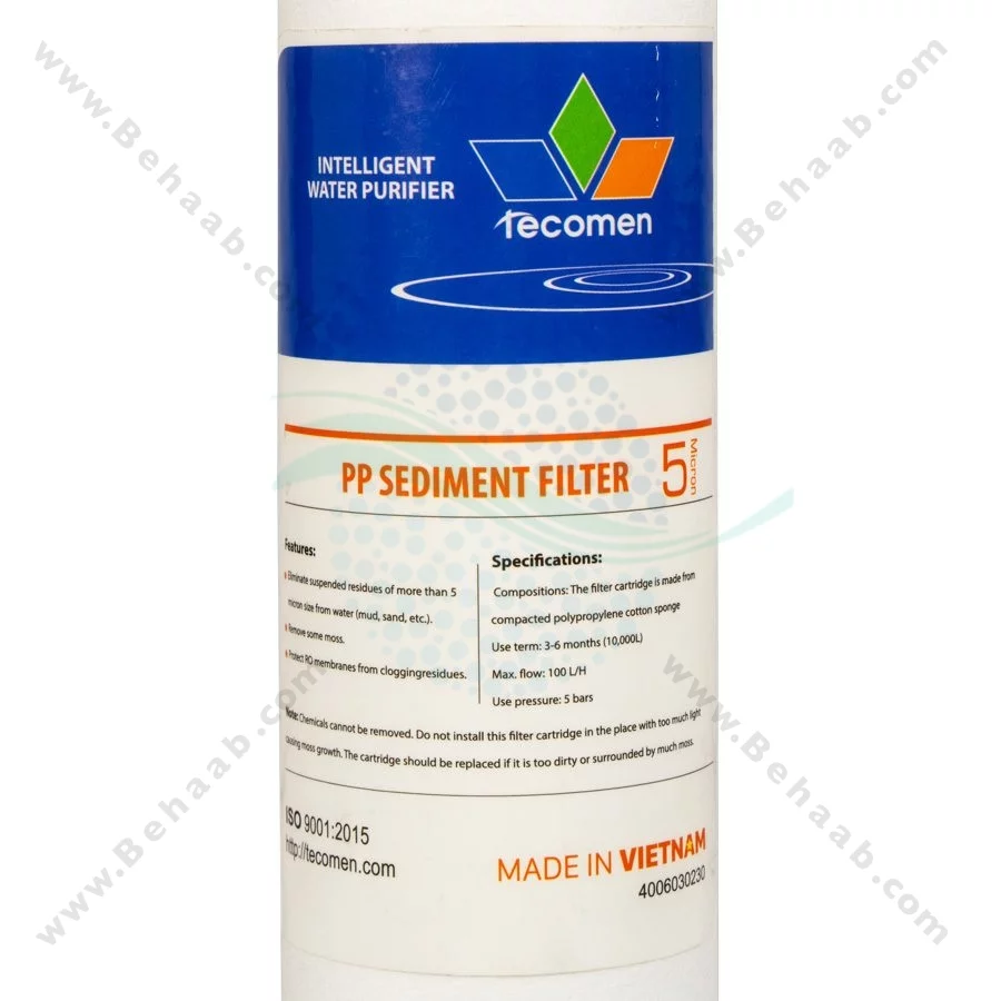 پک 3 عددی فیلتر تصفیه آب تکومن - Tecomen 3-Stage 10 Inch Water Filter Cartridge Set PP GAC CTO