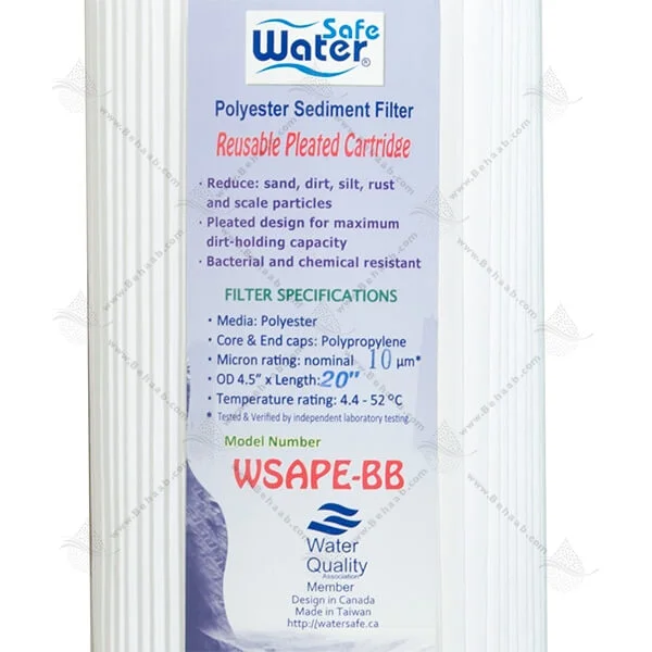 فیلتر قابل شستشو 20 اینچ جامبو 10 میکرون-واتر سیف - Industrial Polyester Pleated Sediment Removal Filter 20 inch Jumbo 10 micron Water Safe
