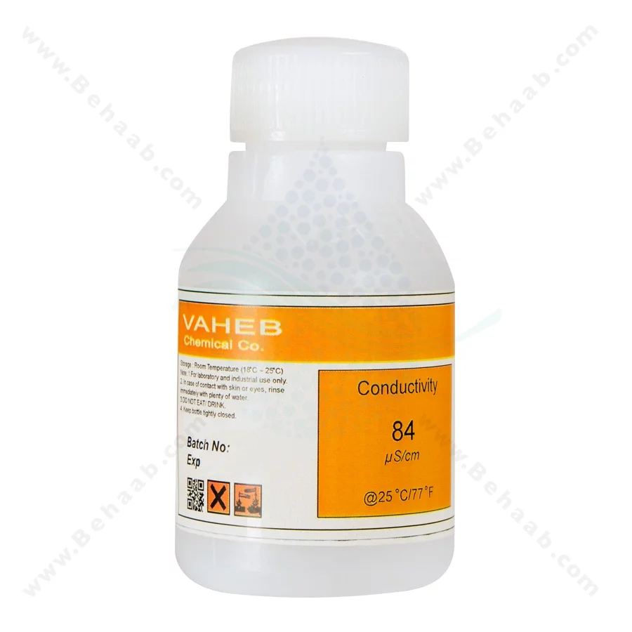 محلول کالیبراسیون هدایت الکتریکی 84 میکروزیمنس حجم 100 سی سی واهب - EC Calibration Solution 84 µS/cm Vaheb 100 cc