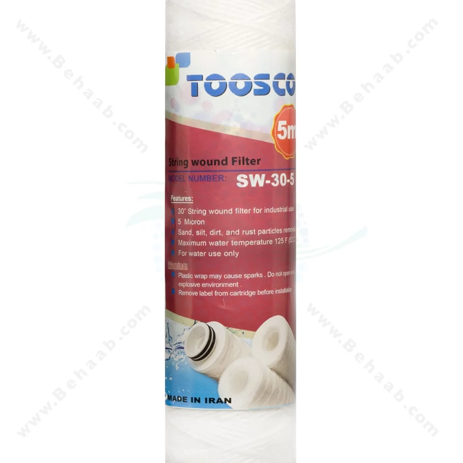 فیلتر نخ تابیده 30 اینچ اسلیم توس 5 میکرون SW-30-5 - 30 Inch 5 Micron String Wound Filter Cartridges TOOSCO SW-30-5