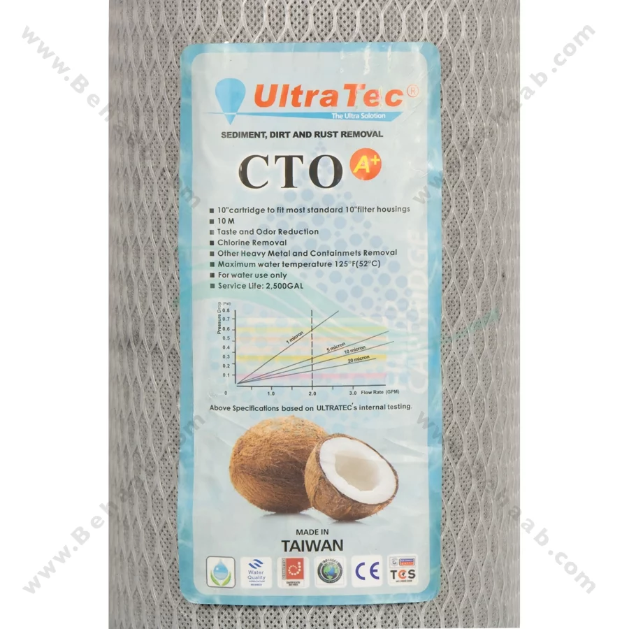 فیلتر کربن بلاک 20 اینچ جامبو اولتراتک - 20 inch Jumbo Carbon Block Water Filter Cartridge ULTRATEC