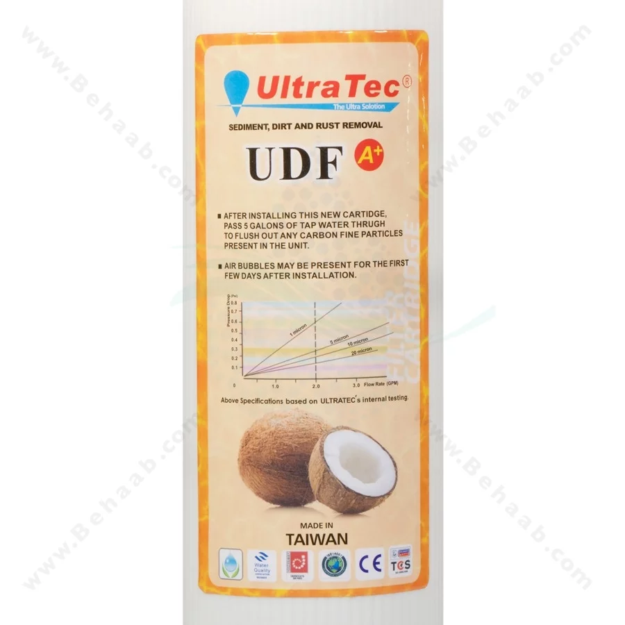 فیلتر کربن پودری 20 اینچ اسلیم اولتراتک - 20 inch Slim UDF Granular Activated Carbon Filter Cartridge UltraTec
