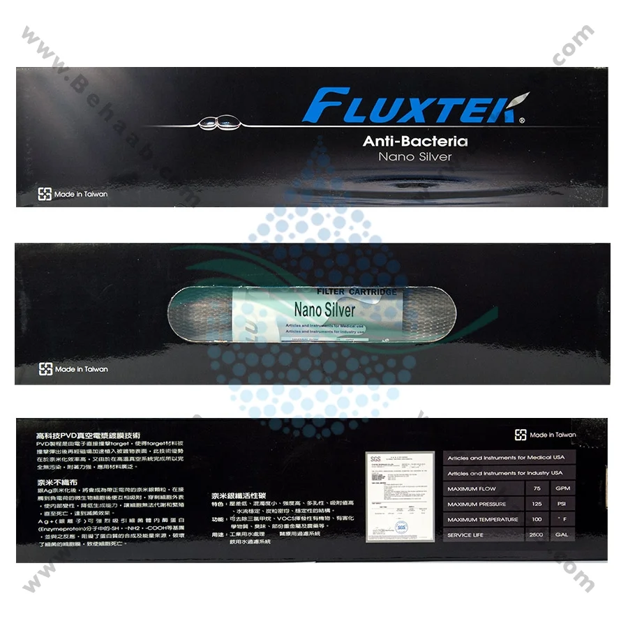 فیلتر بیرونی یخچال فلکستک آنتی باکتریال - Fluxtek Nano Silver Anti-Bacterial Carbon Block