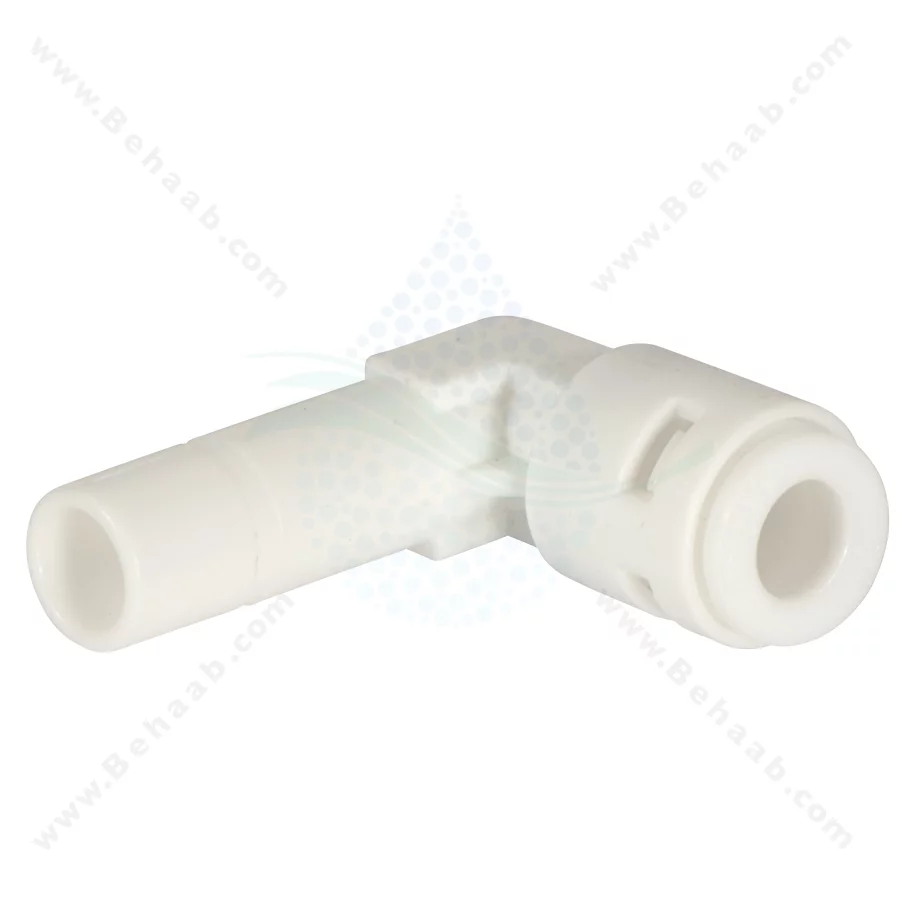 زانو سه هشتم میله ای به یک چهارم فیتینگی - Elbow Connector 3/8" Stem × 1/4" Push-Fit