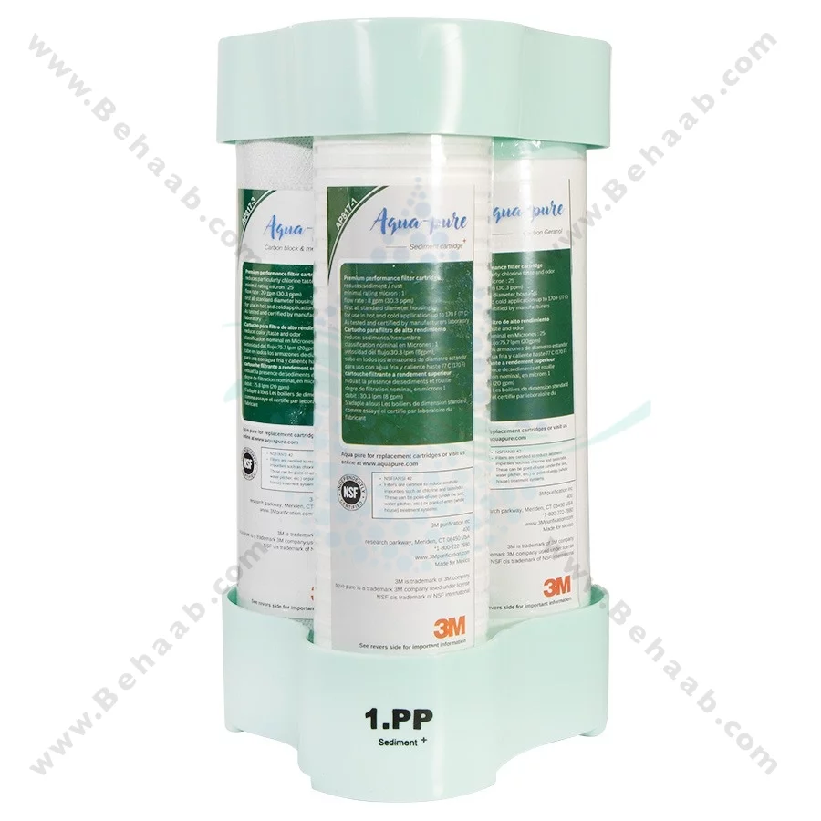 پک 3 عددی فیلتر تصفیه آب آکواپیور - Aqua-Pure 3-Stage 10 Inch Water Filter Cartridge Set PP GAC CTO