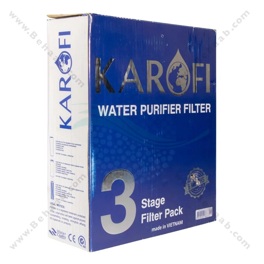 پک 3 عددی فیلتر تصفیه آب کاروفی - Karofi 3-Stage 10 Inch Water Filter Cartridge Set PP GAC CTO