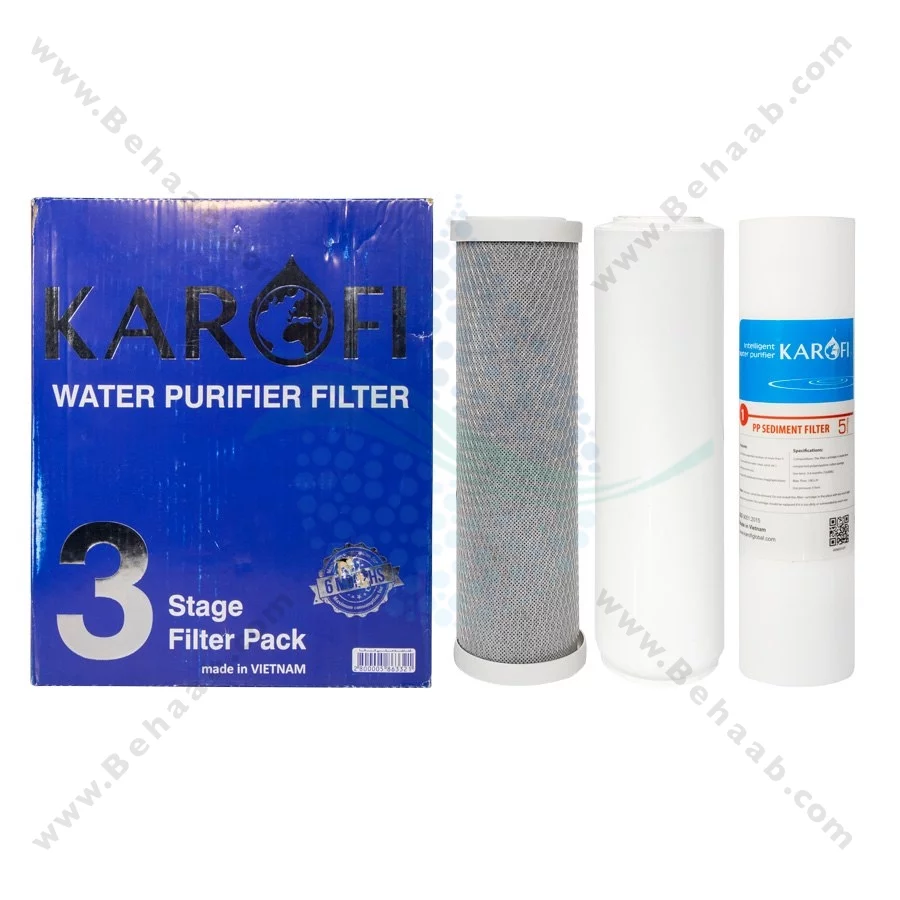 پک 3 عددی فیلتر تصفیه آب کاروفی - Karofi 3-Stage 10 Inch Water Filter Cartridge Set PP GAC CTO