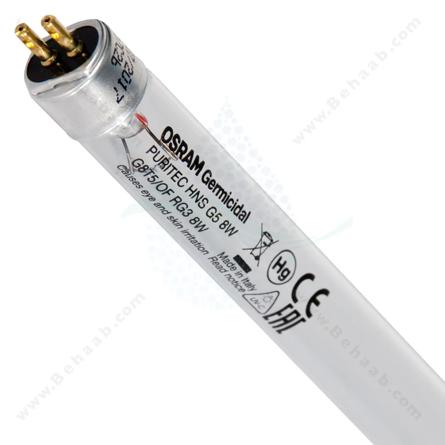 لامپ UV ضدعفونی کننده محیط 8 وات 30 سانتی‌متر - 30cm 8W UV Germicidal Lamp