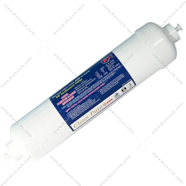 فیلتر اینلاین الیافی کلین پیور 5 میکرون K33 تایوانی - Sediment Polypropylene Inline Filter_CleanPure